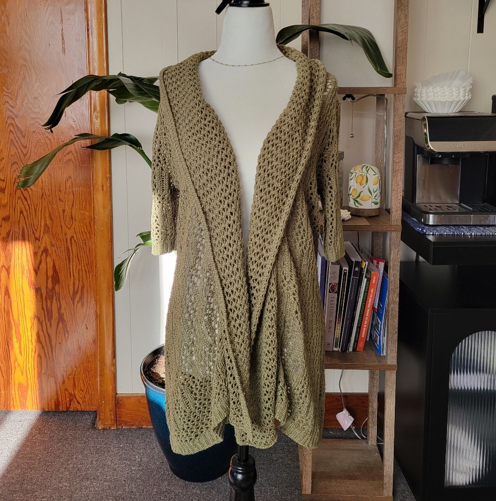 Vintage Jana | Crochet Midi Length Cardigan Womens Medium